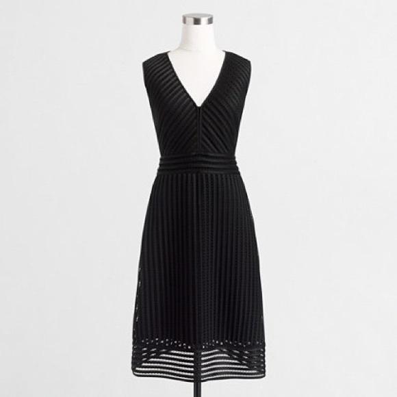 J. Crew Factory Dresses & Skirts - J Crew Factory 8 Striped Eyelet Dress Black VNeck